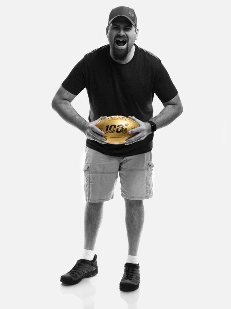 Seth Parker with NFL 100 Ball Shot at the 2019 NFL Draft in Nashville, Tennessee