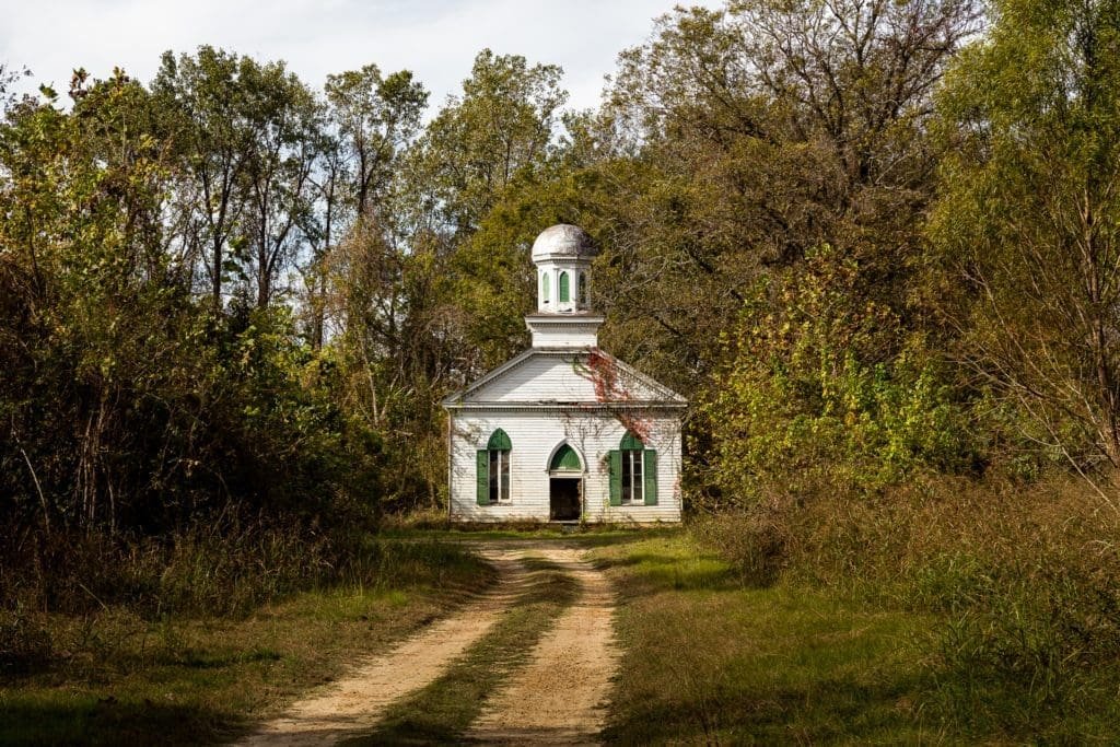 Haunted Ghost town of Rodney, Mississippi - First Baptist Church Exterior Architecture