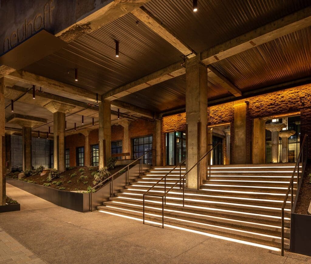 Neuhoff Curve Building Lit Stairs